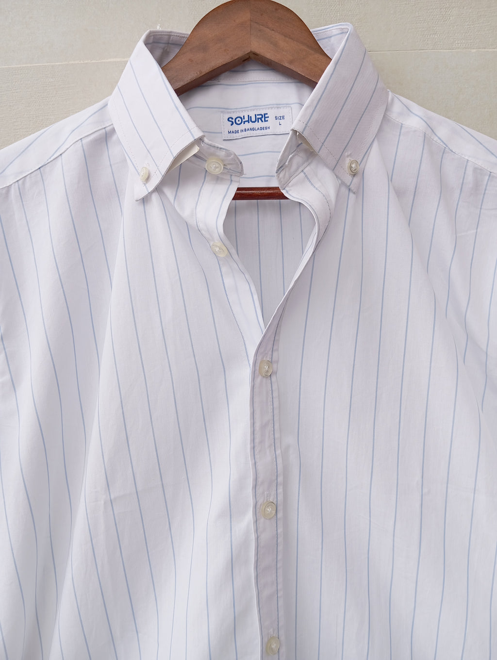 White Blue Stripe Button-Down Shirt