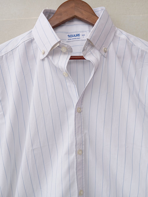 White Blue Stripe Button-Down Shirt