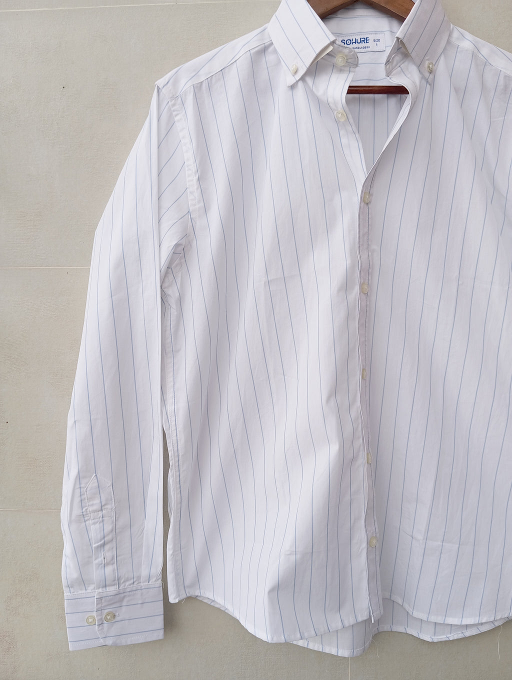 White Blue Stripe Button-Down Shirt