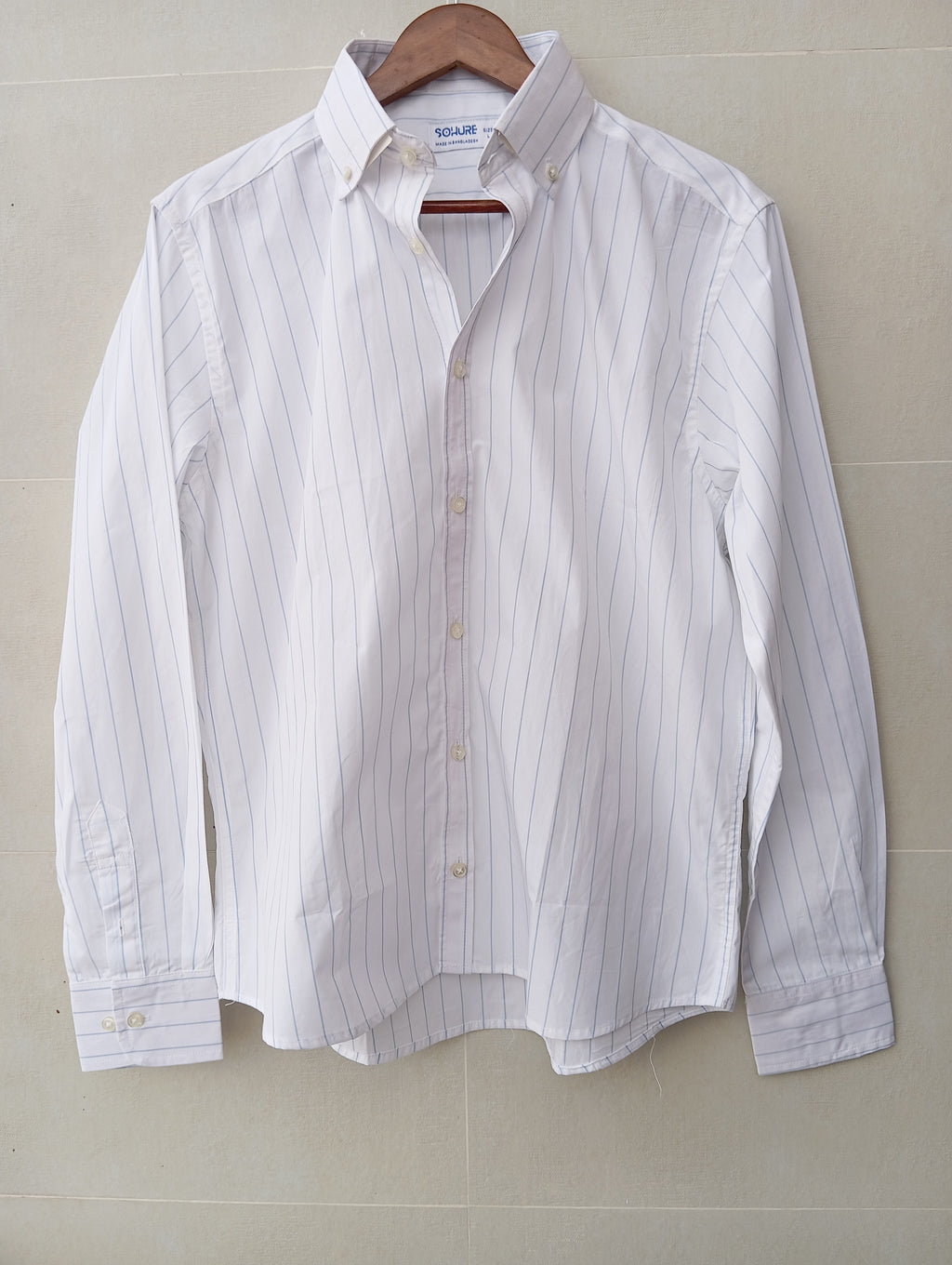 White Blue Stripe Button-Down Shirt