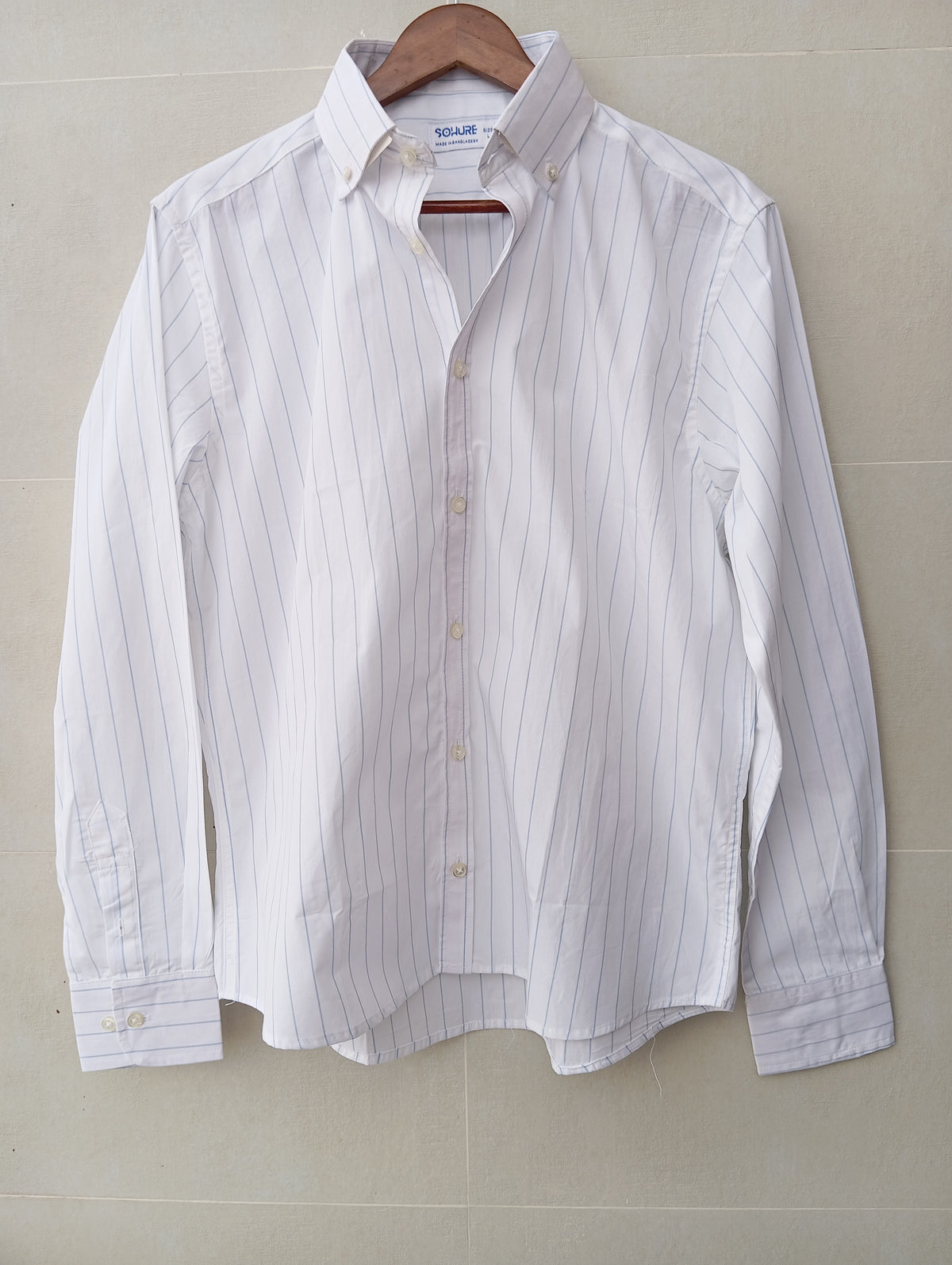 White Blue Stripe Button-Down Shirt